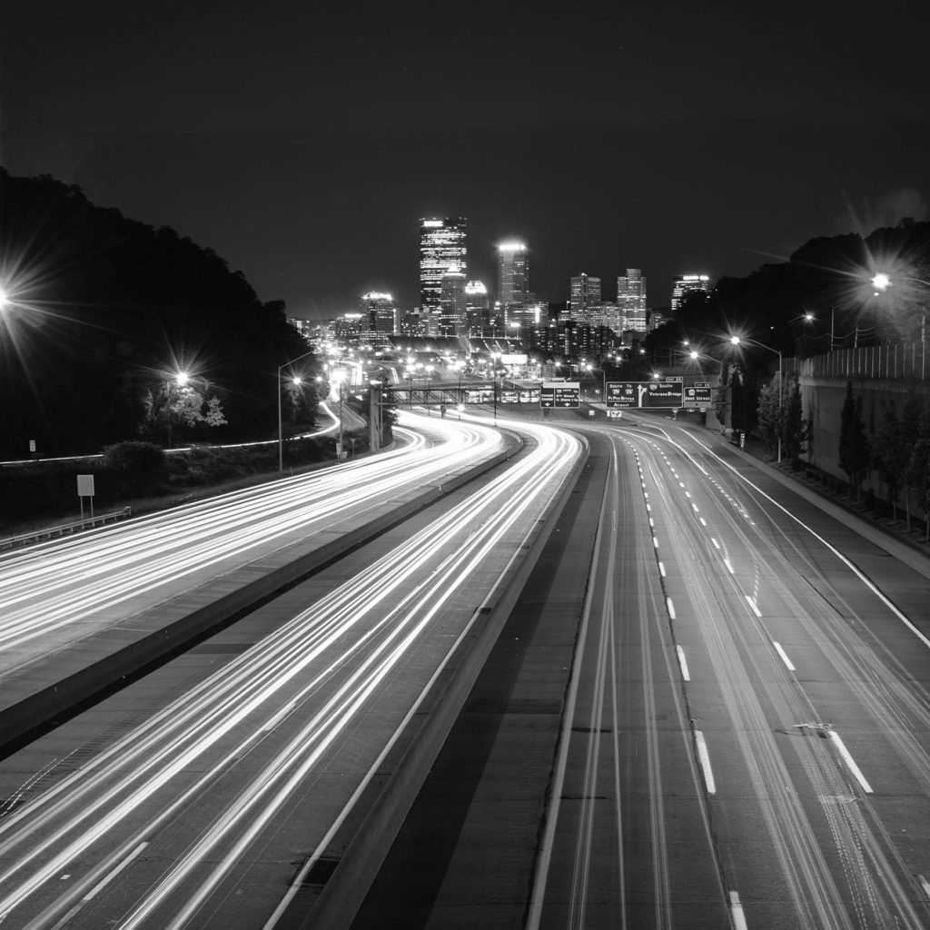 Pittsburgh highway at night